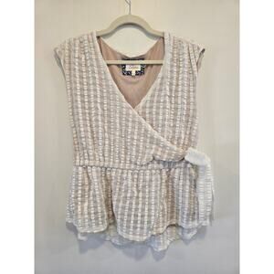 Anthropologie Deletta Cream Side Tie Blouse Size M Preloved